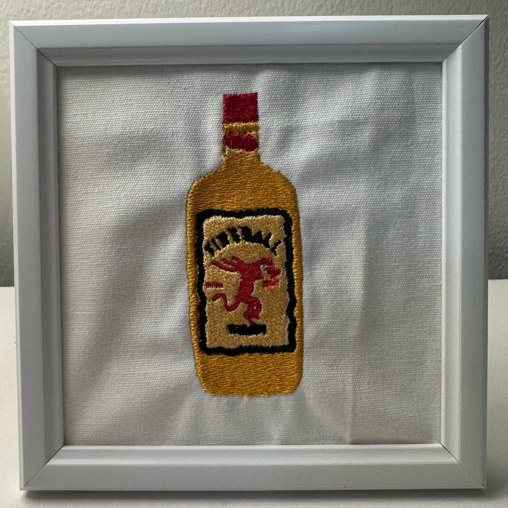 Handmade Whiskey Embroidered Picture Frame Decor | Bar Cocktail Wall Art